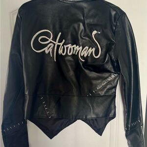 Embellished Black Faux Leather Jacket